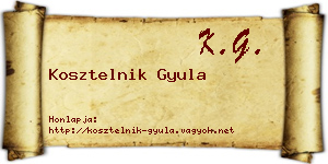 Kosztelnik Gyula névjegykártya